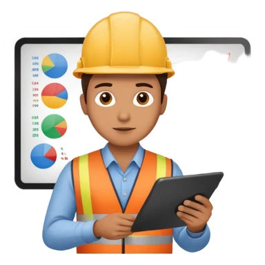 an engineer analyzing a chart with risk indicators sticker