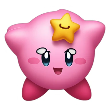 cute happy Kirby jumping on a star sticker