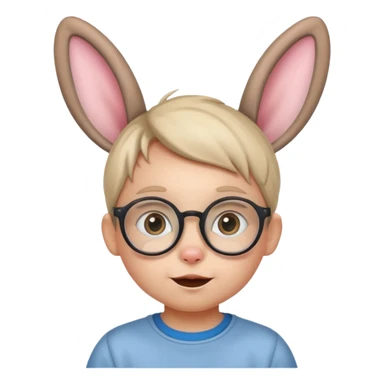 bunny ear wearing small kid spectacled sticker