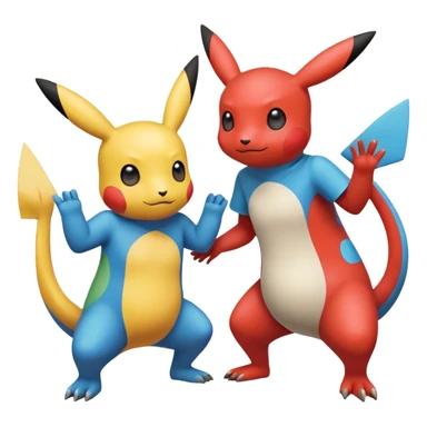 2 friendly pokemans one helping the other get up  sticker