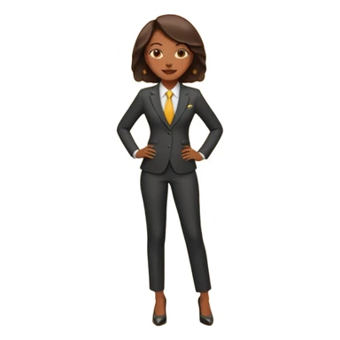 black woman in a smart suit and shoes, smiling hands on hips emoji style sticker