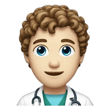 male doctor, with blue eyes and brown short curly hair and white skin sticker