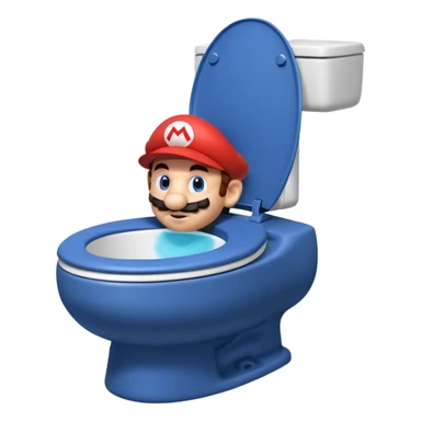 Mario's neck and head only sticking out of the middle of the bowl of a white toilet sticker