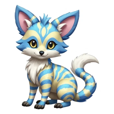 Creamy candy-themed colorful furry fluffy floofy feathery tribal marked Genet-Absol-Kyurem-Zeraora-Primagen-fusion-creature  sticker
