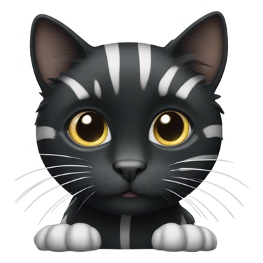 Black cat with white paws and grey stripes sticker