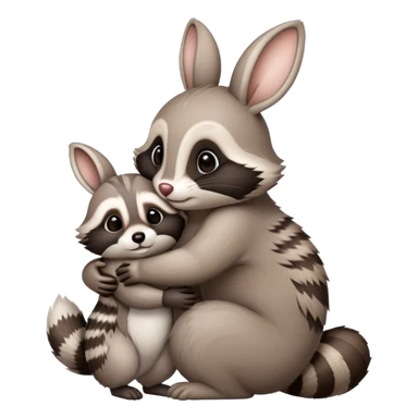 bunny hugs raccoon sticker