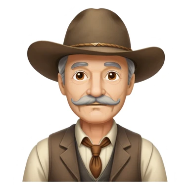 Dutch van der Linde from Red Dead Redemption, older man with mustache wearing a suit vest and wide-brimmed hat, western outlaw leader sticker