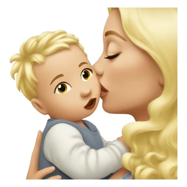 baby kissing mommy blonde sticker