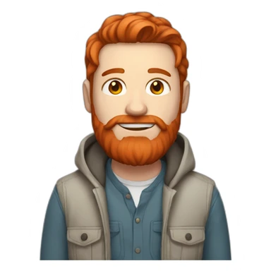 man with red hair, beard with white skin and red freckles and casual clothing sticker