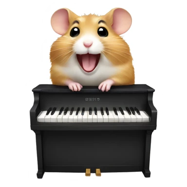 hamster with a happy face plays the piano sticker