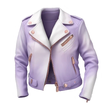 Realistic lavender to white ombre leather jacket with rose gold fasteners isolated.  sticker
