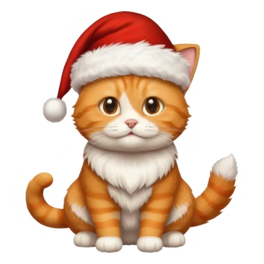 Make me a orange tabby cat with a white chin and a bit of white on the end of his tail and  a Santa hat that looks like 🐱 emoji with no beard  sticker