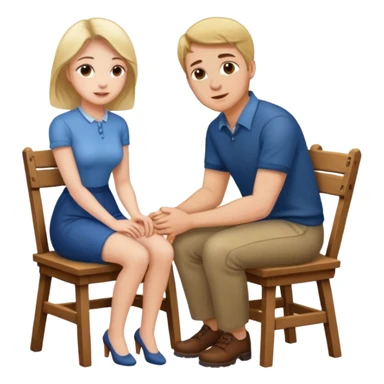 MaN sitting on chair Woman kneeling sticker