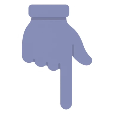 A dull purple Backhand Index Pointing Down sticker