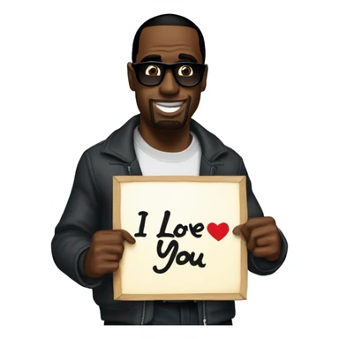 p diddy holding a sign that says “I love you Danny” sticker
