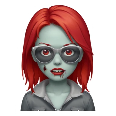 Zombie girl with red hair and sun glasses face sticker
