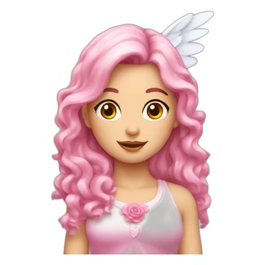 Coração rosa,asas de anjo, sticker