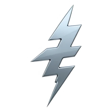 A lightning bolt emoji made of polished silver chrome, sharp yet rounded edges, glossy metallic surface, soft reflections, minimal futuristic design, iOS emoji style, centered, clean white background sticker