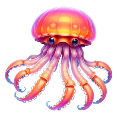 Neon glowing jellyfish-crab-squi sticker