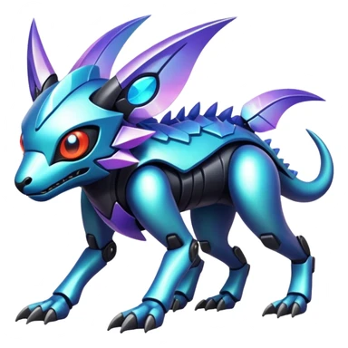  exotic tropical iridescent cyber-Protogen-Fakémon-Pokémon-Vernid-creature sticker