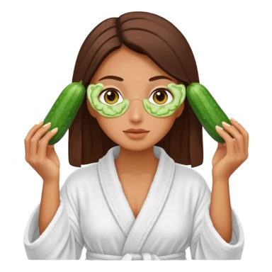 woman at the spa with cucumbers on her eyes and tan skin tone sticker