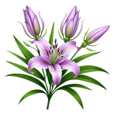 bouquet Lavender Oriental Lily, luxuriant, leaf, bud sticker