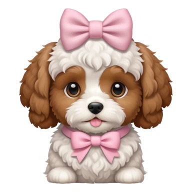 Cavapoo puppy with one pale pink bow on neck  sticker
