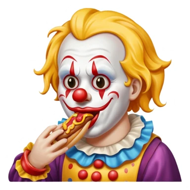 A scary clown eating a hotdog  sticker