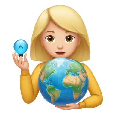 bola del mundo internet y una cara en medio mirando un movil sticker