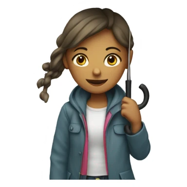 girl with umbrella while raining sticker