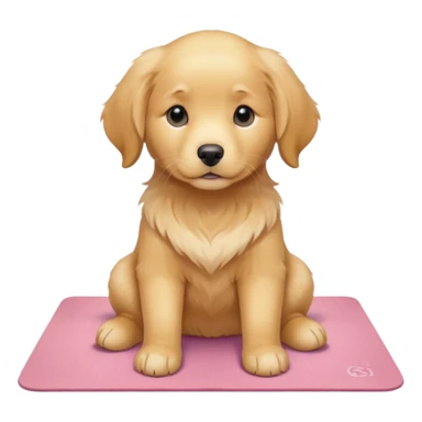 Sassy Golden retriever puppy on light pink yoga mat sticker
