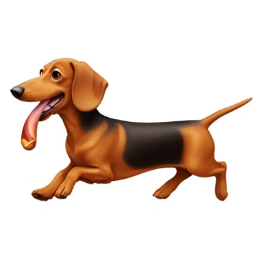 Dachshund running after a hotdog sticker
