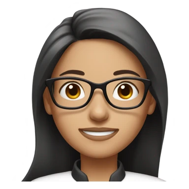 long brunette hair girl with black glasses and a pink chef outfit sticker