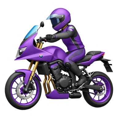 Créer un emoji copiable sur mon système iOS avec une moto mt07 noir mate / violet plus foncé que tu as et iridescent. le style de la mt07 doit être en sport. sticker