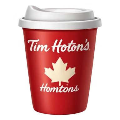 Tim Hortons coffee, it should be red cup with white write writing " Tim Hortons" and a White lid sticker