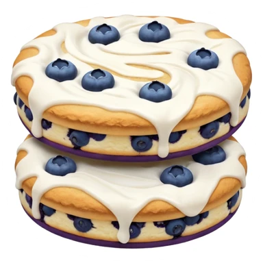 2 blueberry biscuits side-by-side with white icing swirls on top sticker