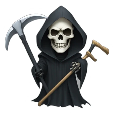 grim reaper with a scythe the blade of which is a keyboard sticker