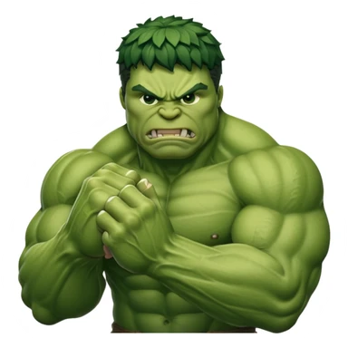 big muscular green cool hulks fist with 5 fingers sticker