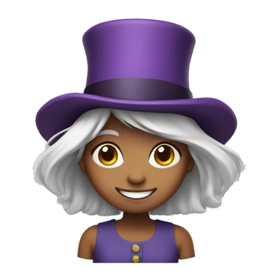 smiling girl-skin white-hair brown-in purple top hat sticker