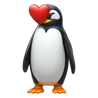 penguin holding a heart sticker