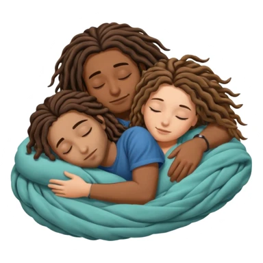 couple sleeping together the male is brown skin with dreads and the female is hispanic with fair skin with long wavy brunette hair sticker