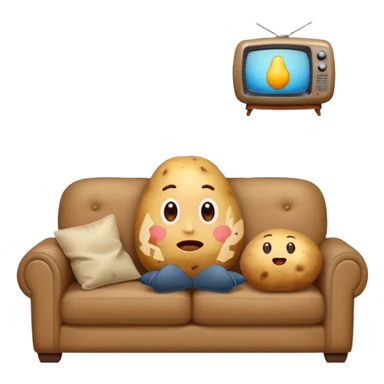 A potato on a couch watching tv sticker