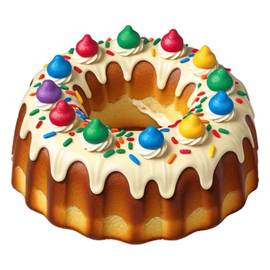 No frosting Bundt cake with colorful sprinkles inside of the cake sticker
