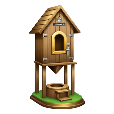 A "I STINK AT FANTASY FOOTBALL" trophy featuring an outhouse-shaped figure with legs on a metallic base - perfect for commemorating league losers.​​​​​​​​​​​​​​​​ sticker