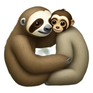 sloth and monkey kissing sticker