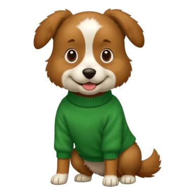 dog wear a green sweater, full body sticker