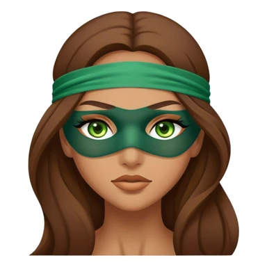 Greeneyed Woman with Long Brown hair completely blindfolded sticker