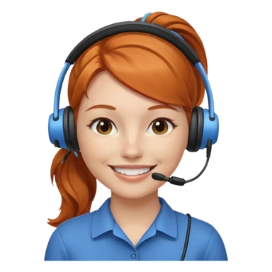 receptionist face ponytail ginger with headpset sticker