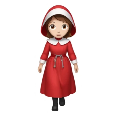 handmaids tale style woman burning house down walking away from house. shes wearing the nun hands maid tale hat cant see her face with brown hair shes wearing the red handmaids tale costume with white bonnet. walking away from the house sticker