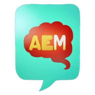 A play button inside a speech bubble, with an AI brain in the background sticker